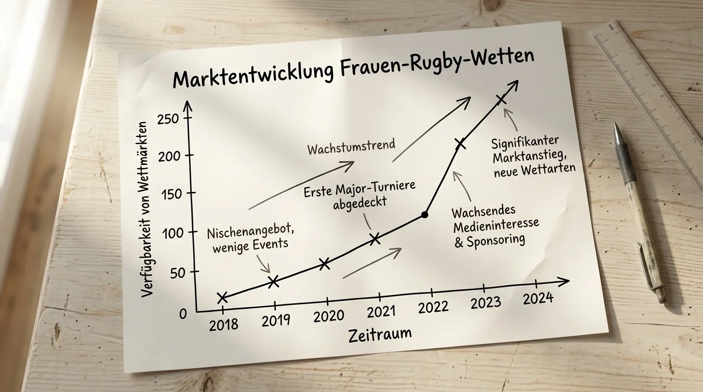 Frauen Rugby Marktentwicklung – Wachstumskurve der verfügbaren Wettmärkte für Women's Rugby in Deutschland
