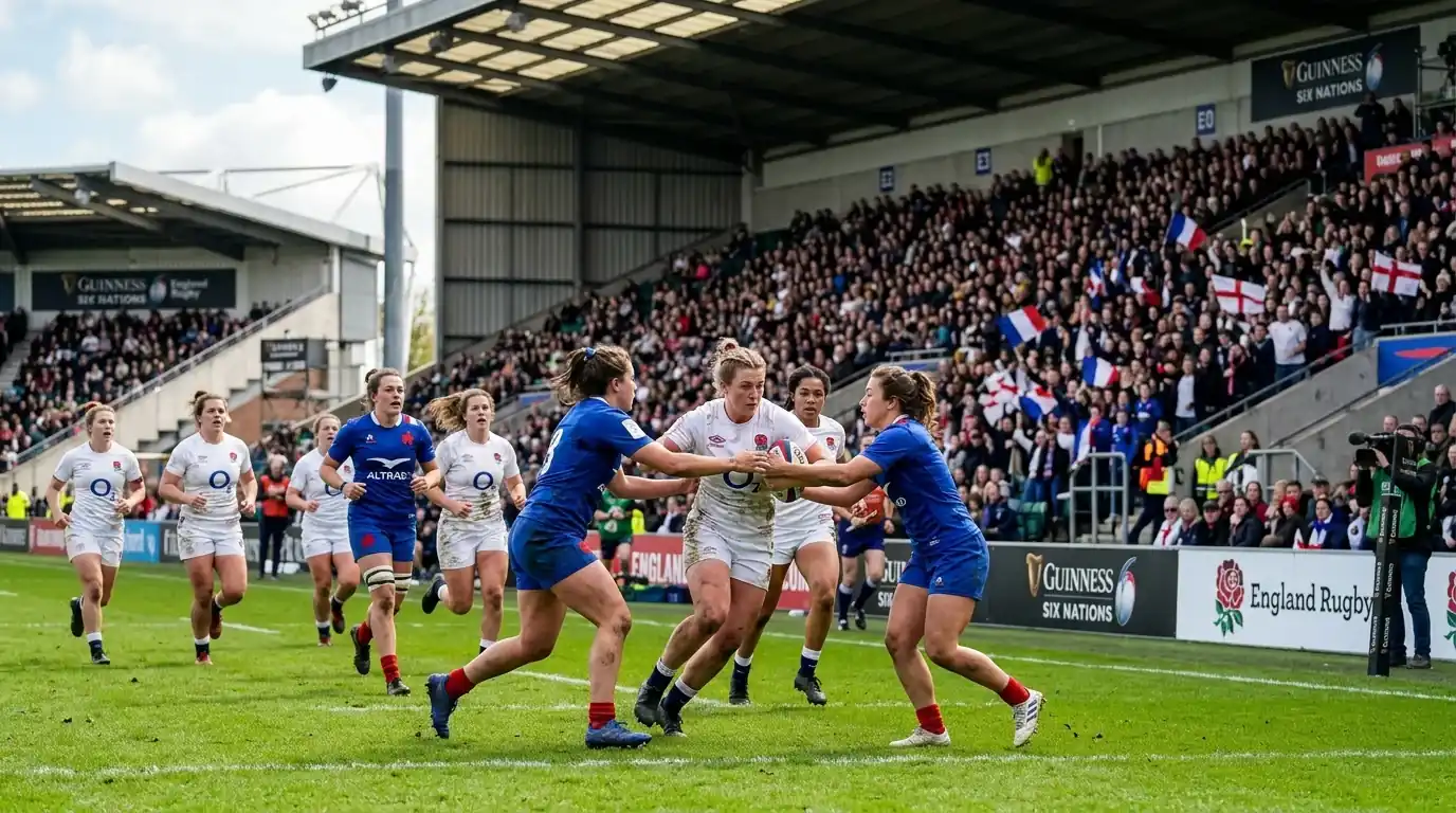 Women's Six Nations Spielfeld-Szene – England gegen Frankreich im Frauen-Rugby-Länderspiel