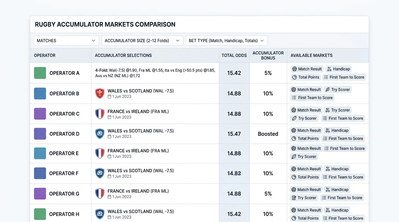 Anbieter-Auswahl für Rugby Kombiwetten in Deutschland – Quotenschlüssel und Rugby-Marktbreite im Vergleich