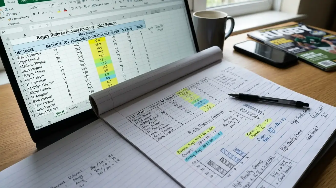 Straftritt-Statistiken Rugby Schiedsrichter – Datenauswertung der durchschnittlichen Penalty-Häufigkeit pro Referee