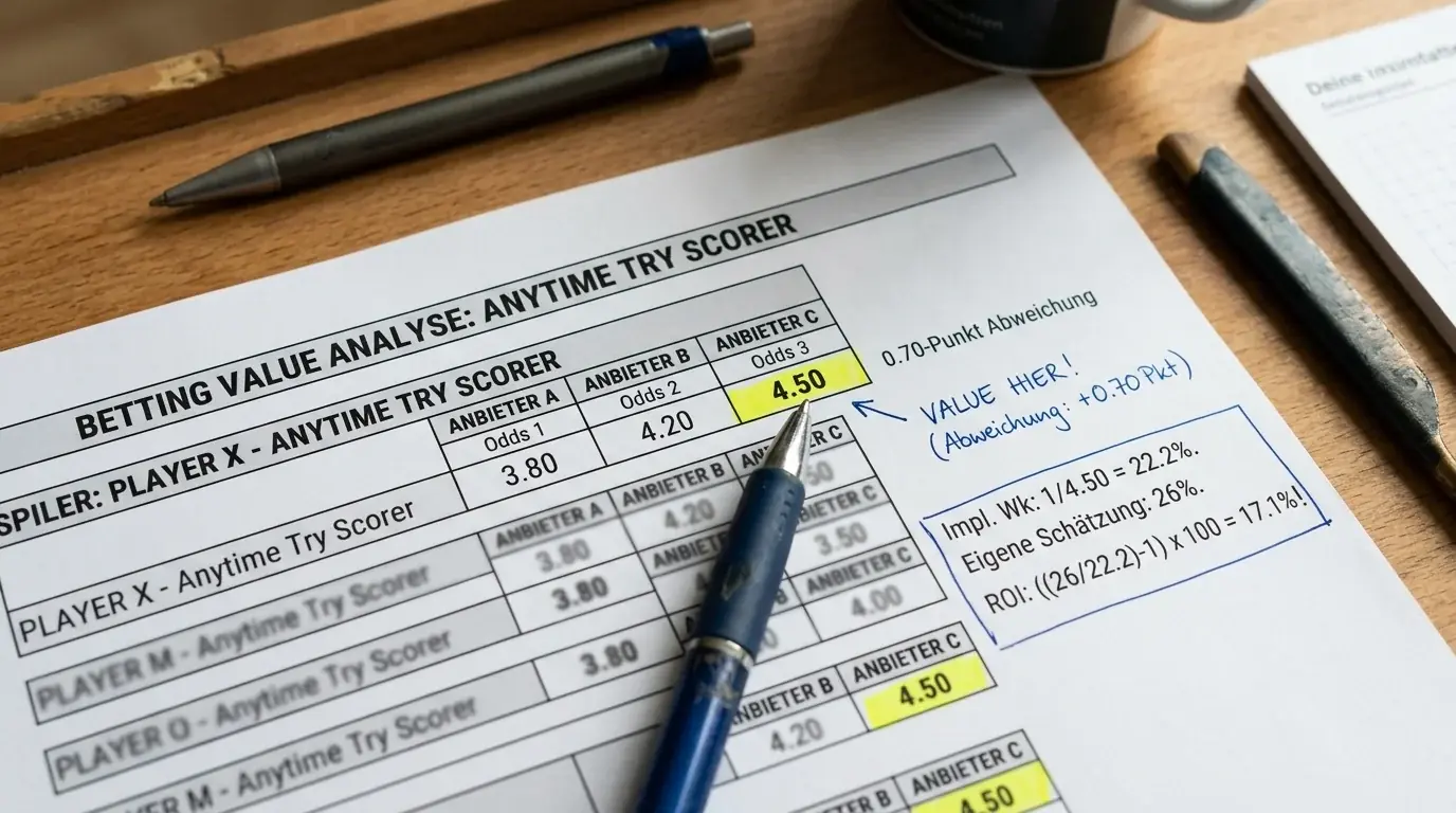 Value-Strategie für Rugby Try-Scorer Wetten – Quotenvergleich und Positionswissen für profitableres Tippen