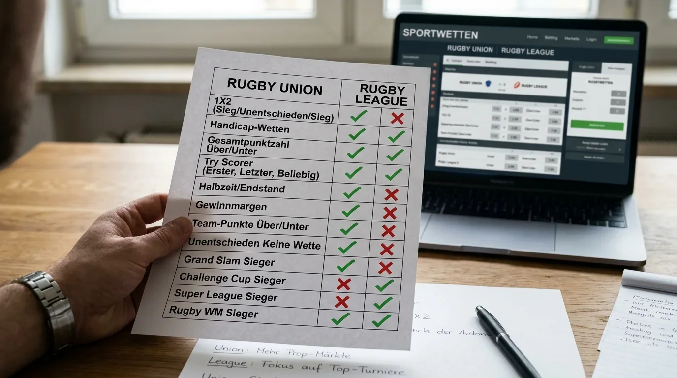 Wettmärkte Rugby Union und Rugby League bei deutschen Anbietern – Markttiefe und Verfügbarkeit im Vergleich