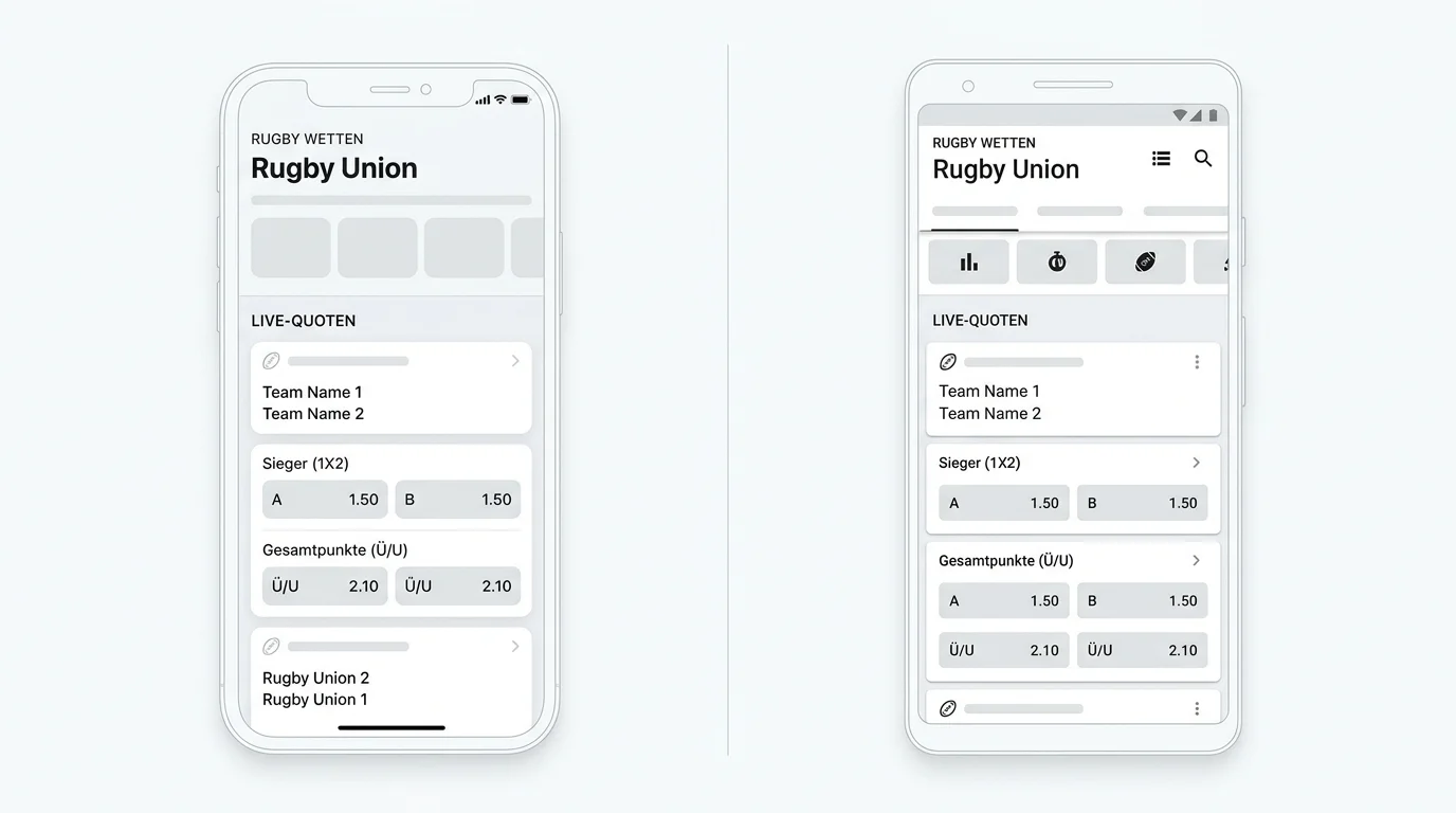 Rugby Wetten App iOS und Android Vergleich – Qualität der mobilen Wettanwendungen bei Top-Anbietern in Deutschland