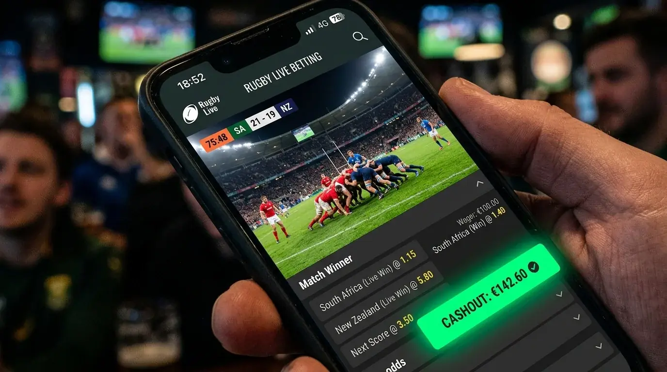 Rugby Live-Wetten App Cashout – Frühausstieg-Funktion bei Rugby Union Spielen in mobilen Wett-Anwendungen
