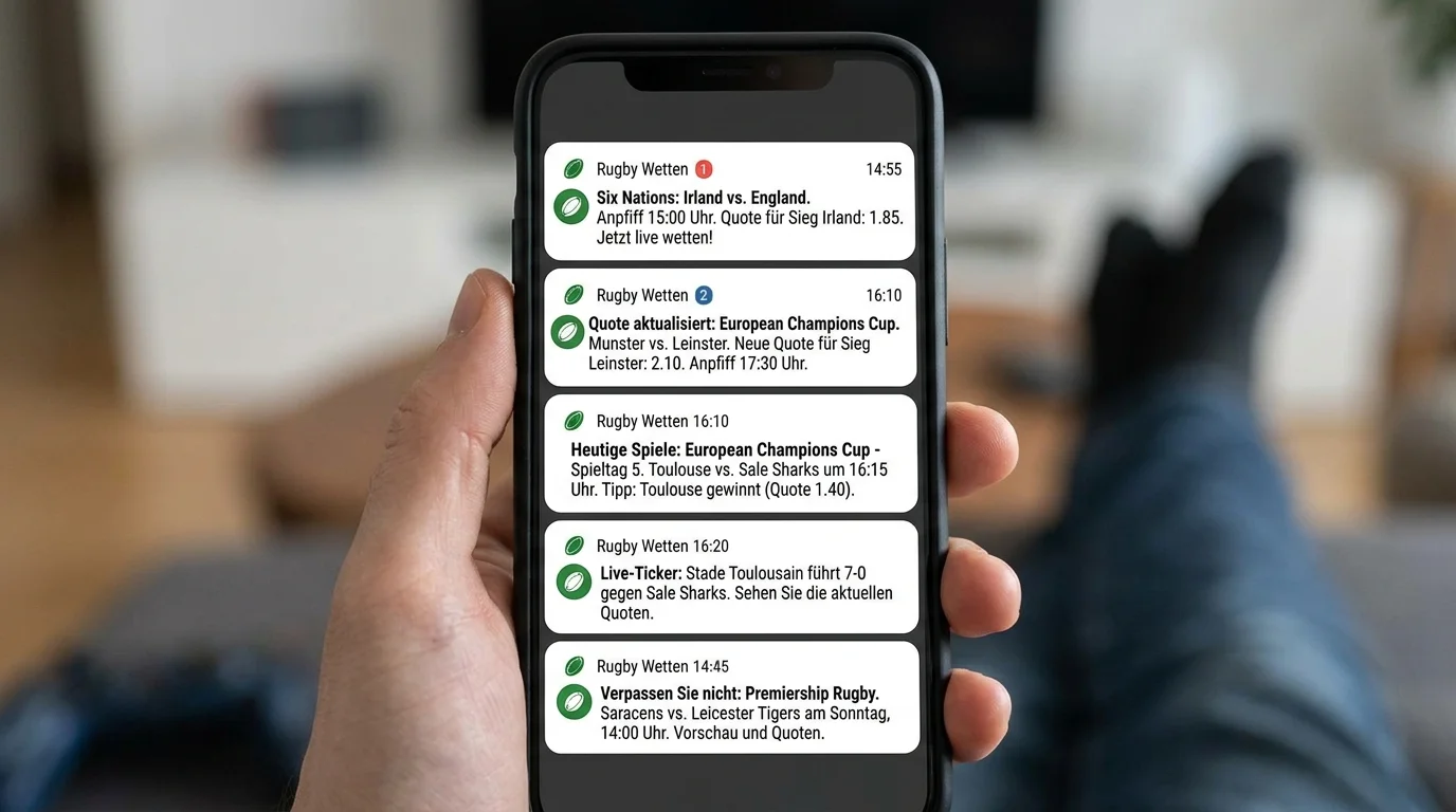 Rugby Wetten Push-Benachrichtigungen App – Rugby Event-Alerts für Six Nations und European Champions Cup