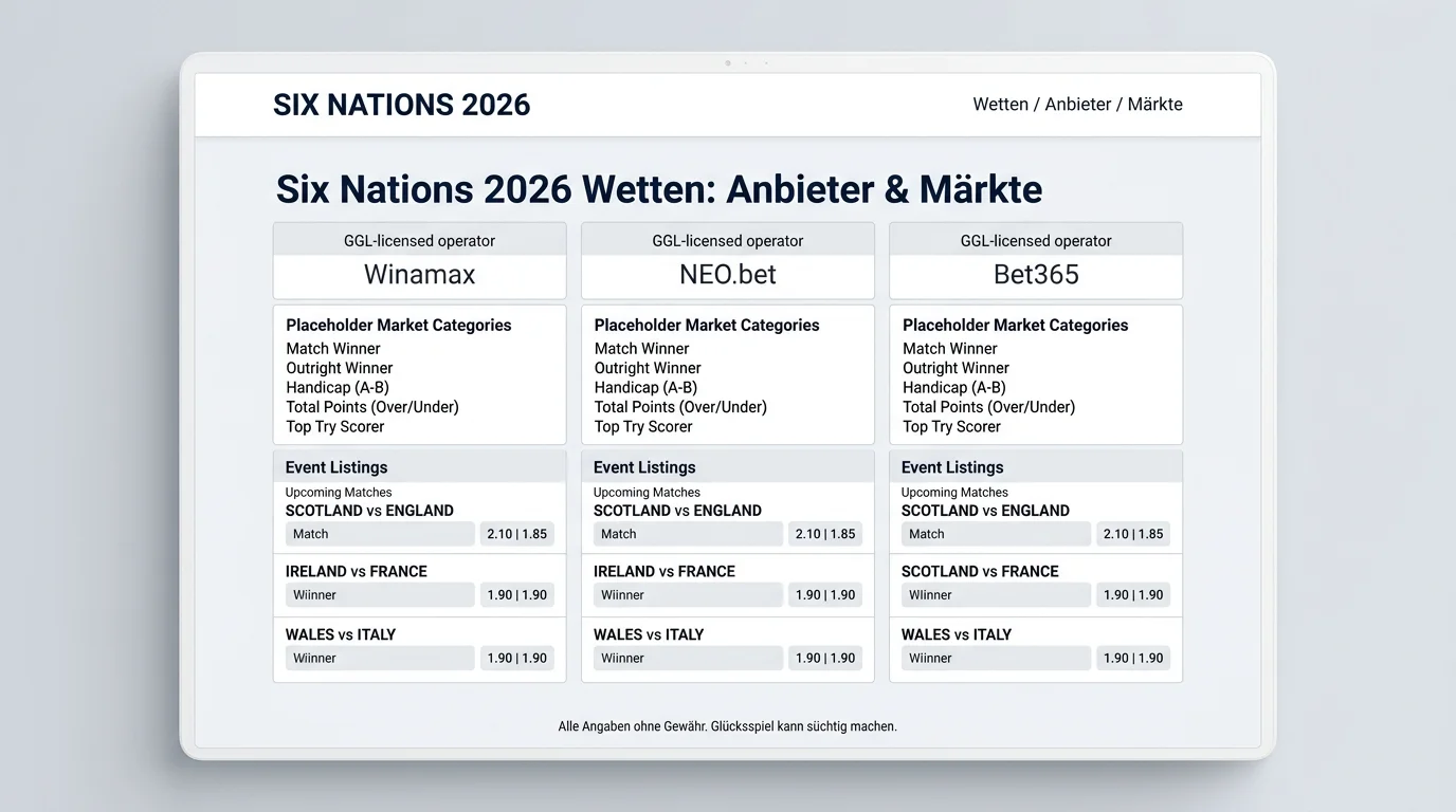 GGL-lizenzierte Anbieter für Six Nations 2026 Wettmärkte in Deutschland – Übersicht und Vergleich