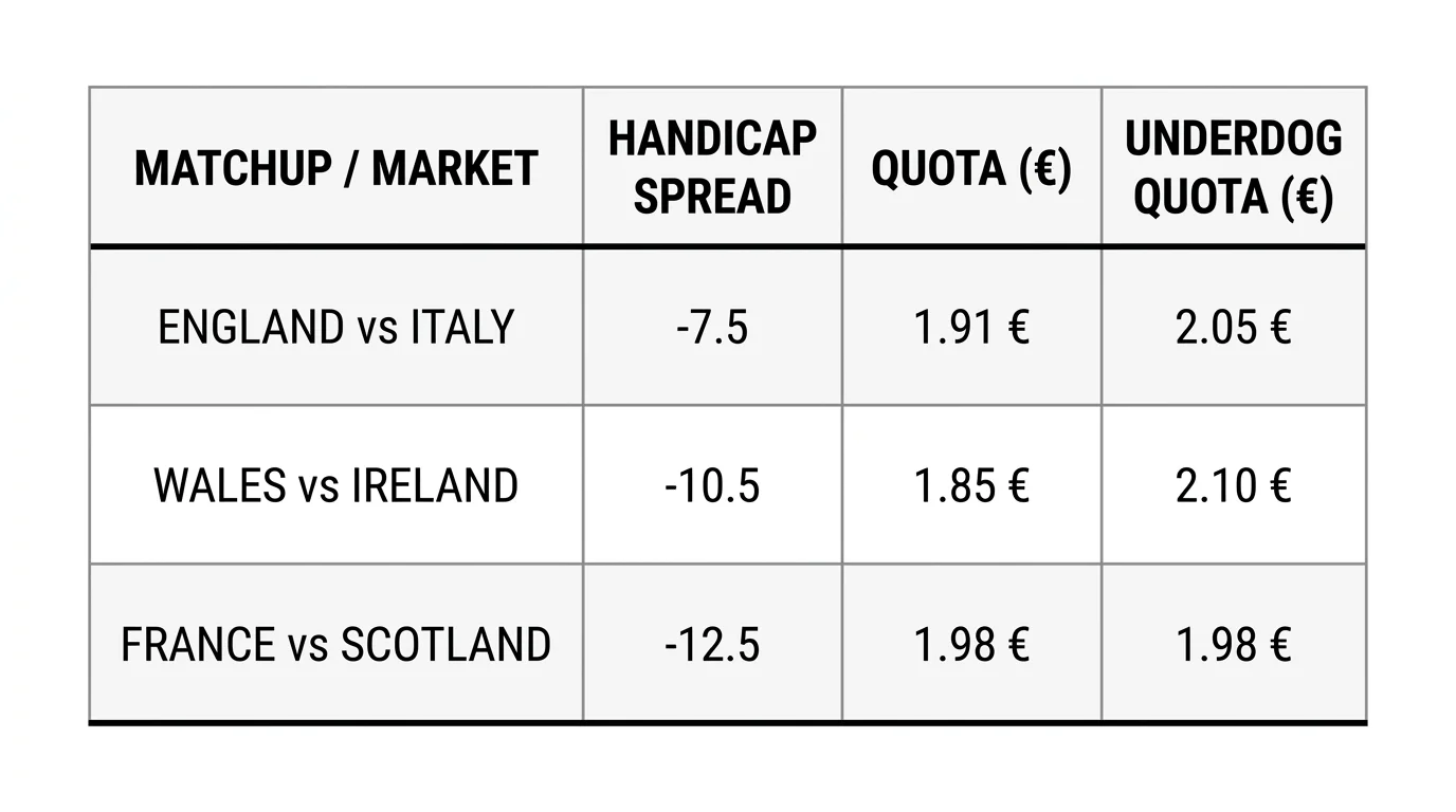 Quotenanalyse für Six Nations 2026 mit Handicap-Spreads und Outright-Wettquoten der Top-Anbieter