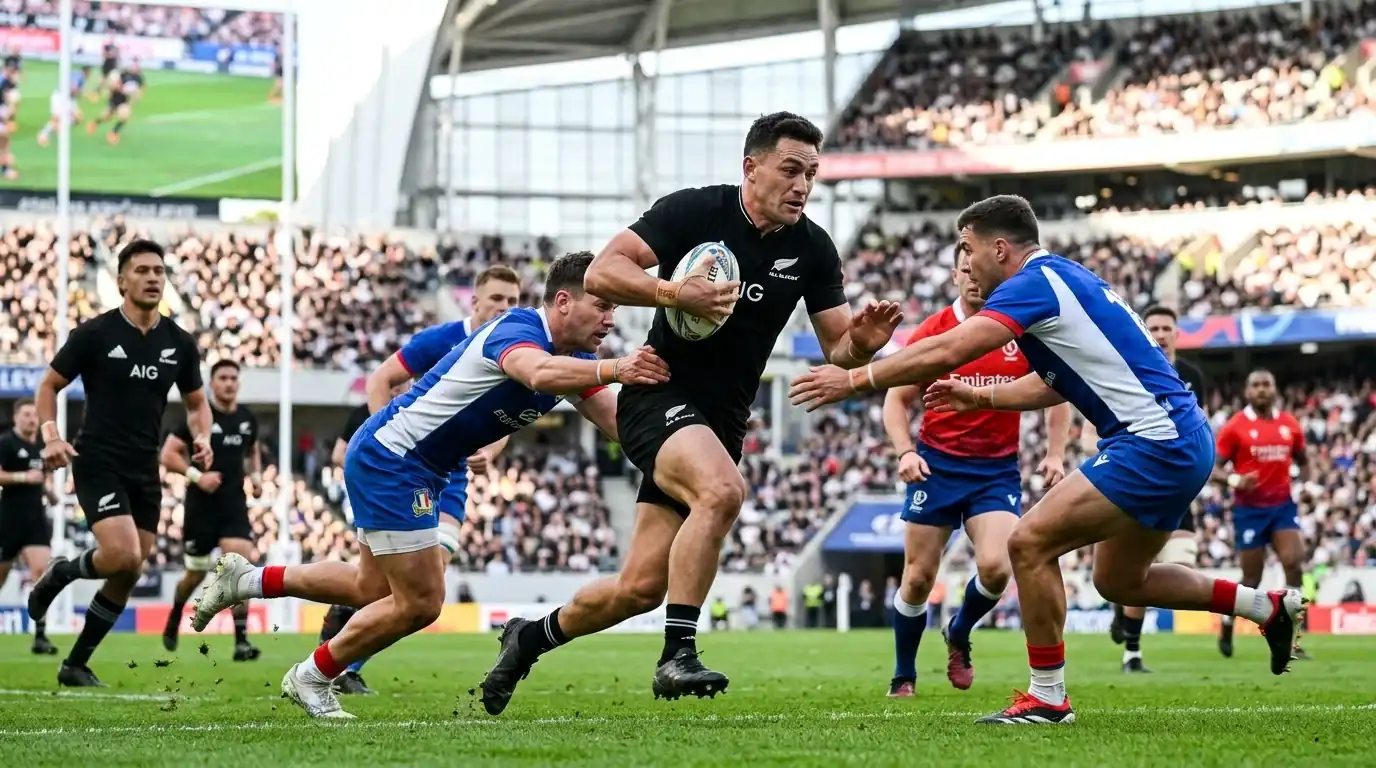 Super Rugby Pacific Wetten – All Blacks Franchise im Angriff auf dem Rugby-Spielfeld in Neuseeland